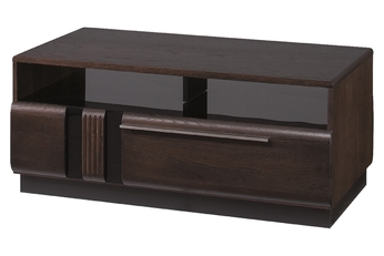 Drewniany stolik kawowy Porti 41 z szufladą i wnęką - 110 cm