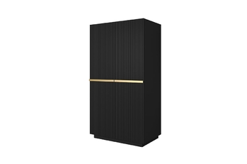 Dwudrzwiowa szafa Nicole z ukrytymi szufladami 100 cm - czarny mat / złote uchwyty