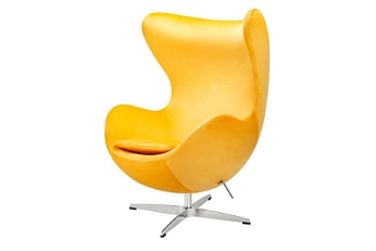 Fotel EGG CLASSIC VELVET żółty - welur, podstawa aluminiowa - wyprzedaż