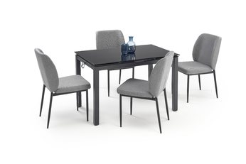 Stół rozkładany do jadalni 110-170 z 4 krzesłami Jasper - popielaty / czarny