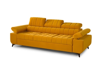 Sofa z funkcją spania Dragonis - musztardowy welur hydrofobowy Salvador 10 Agmamito