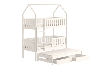 Łóżko dziecięce domek piętrowe wyjazdowe Nemos - biały, 90x190