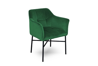 Krzesło tapicerowane z podłokietnikami Rozalio - zielone Magic Velvet 2225 / czarne nogi  - z magazynu!
