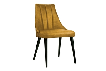 Krzesło drewniane Valerii z tapicerowanym siedziskiem - musztardowy Monolith 48 / czarne nogi