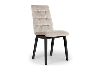 Krzesło drewniane Platinum 4 z tapicerowanym siedziskiem - beż Salvador 02 / czarne nogi