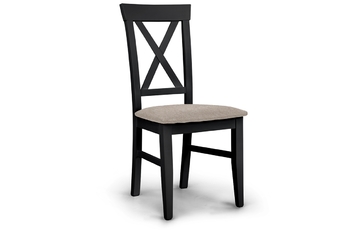Krzesło drewniane z tapicerowanym siedziskiem i oparciem krzyżyk Retro - ciemny beż Gemma 11 / czarny