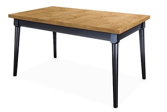 Stół rozkładany do jadalni 140-180 Ibiza na drewnianych nogach - dąb lancelot / czarne nogi 