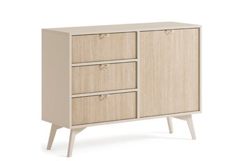 http://Komoda%20Lumira%20106%20cm%20jednodrzwiowa%20z%20szufladami%20-%20piaskowy%20/%20jodełka%20skandi