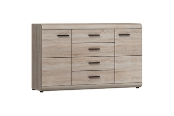 http://Dwudrzwiowa%20komoda%20Lisal%20z%20szufladami%20140%20cm%20-%20dąb%20sonoma%20
