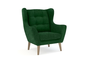 Fotel wypoczynkowy Henry - zielony welur Piano 26 / nogi dąb