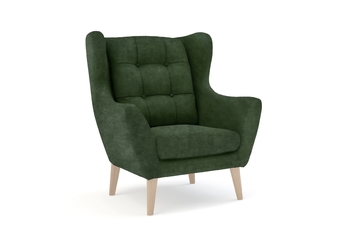 Fotel wypoczynkowy Henry - zielony welur Adore Hunter 156 / nogi buk