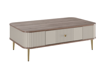 http://Stolik%20kawowy%20Vesper%20103x60%20cm%20z%20szufladą%20-%20kaszmir%20/%20orzech%20/%20złote%20nogi