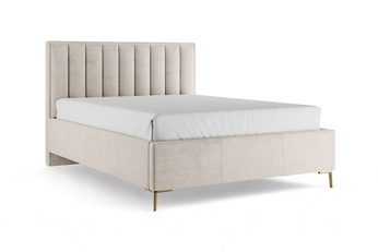 http://Łóżko%20tapicerowane%20Misel%20140x200%20ze%20stelażem%20-%20jasno%20beżowy%20welur%20Magic%20Velvet%202201%20/%20nogi%20złote%20