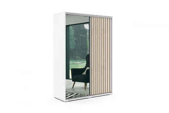http://Szafa%20przesuwna%20Manri%20z%20lamelami%20150%20cm%20-%20biały/craft%20złoty