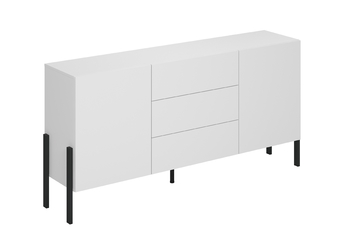 http://Komoda%20Jukon%20184%20cm%20dwudrzwiowa%20z%20szufladami%20-%20biały%20supermat%20/%20czarne%20nogi