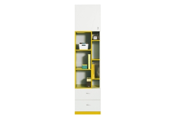Regał Mobi MO6 L/P z szufladami 45 cm - biały / żółty