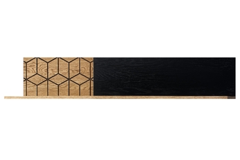 Półka wisząca długa Mosaic 35 - 170 cm - dąb miodowy / czarny mat