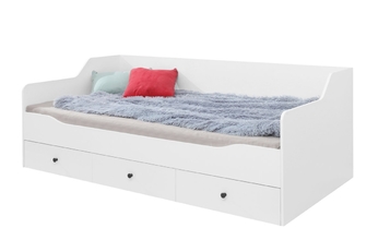 Łóżko pojedyncze młodzieżowe z trzema szufladami 90x200 Bergen 13 - biały