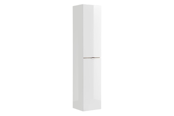 Wysoka szafka wisząca do łazienki Capri White 35 cm - biały połysk / dąb kraft złoty 