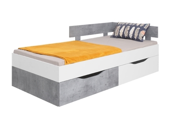 Łóżko młodzieżowe Sigma SI15 L/P z dwiema szufladami - 90x200 - biały lux / beton