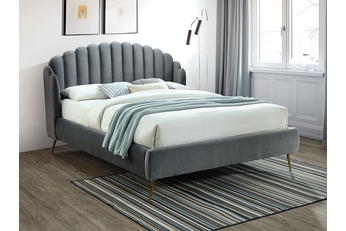 Nowoczesne łóżko tapicerowane Calabria Velvet 160x200 - szary / złoty