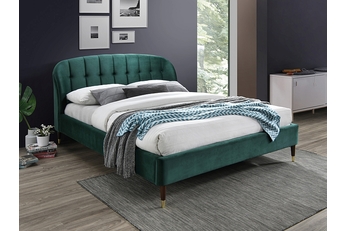 Nowoczesne łóżko Liguria Velvet 160x200 - zielony / ciemny brąz