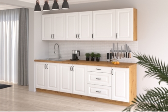 http://Zestaw%20mebli%20kuchennych%20Estella%20260cm%20-%20biały%20mat%20/%20dąb%20artisan