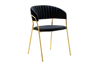 Krzesło MARGO czarne - welur, podstawa złota