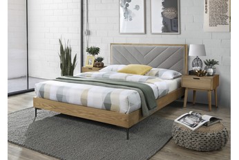 Tapicerowane łóżko Margarita 160x200 - popielaty / naturalny