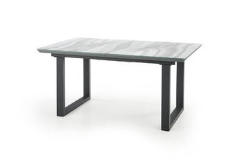 MARLEY stół rozkładany blat - biały marmur /  popielaty, nogi - czarny