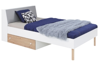 Młodzieżowe łóżko Faro FR15 - 120x200  - biały lux / dąb artisan / szary