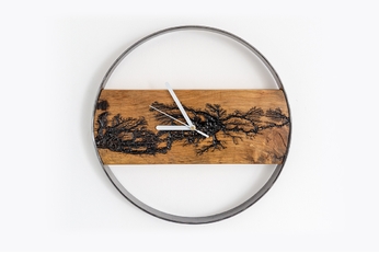 Drewniany zegar ścienny KAYU 09 Olcha w stylu Loft - Stal - 36 cm