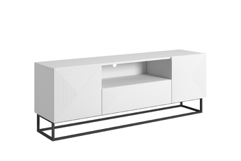 http://Szafka%20RTV%20Asha%20167%20cm%20z%20szufladą%20i%20metalowym%20stelażem%20-%20biały%20mat