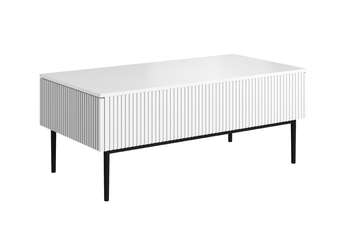http://Stolik%20kawowy%20Nicole%20120%20cm%20z%20szufladami%20i%20metalowymi%20nogami%20-%20biały%20mat%20/%20czarne%20nóżki