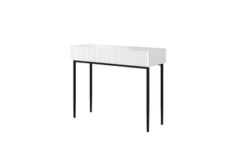 Nowoczesne biurko z szufladami i metalowymi nogami Nicole 100 cm - biały mat / czarne nóżki