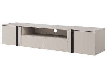 http://Szafka%20RTV%20wisząca%20Verica%20z%20szufladami%20i%20wnęką%20200%20cm%20-%20kaszmir%20/%20czarne%20uchwyty