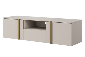 http://Szafka%20RTV%20wisząca%20Verica%20z%20wnęką%20i%20szufladą%20150%20cm%20-%20kaszmir%20/%20złote%20uchwyty
