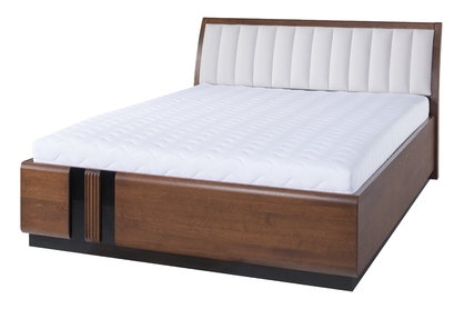 Łóżko Porti 76 z tapicerowanym zagłówkiem 160x200 cm - dąb antyczny/carabu 60 beż