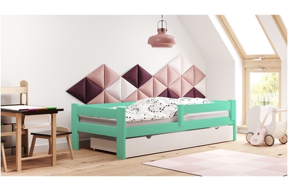 Łóżko dziecięce drewniane Tymek - 180 x 80 cm - Kolor Turkus - Wyprzedaż