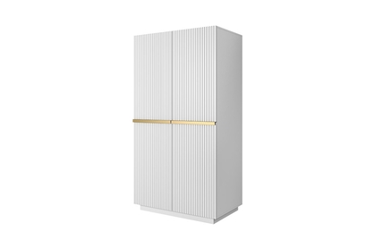 Dwudrzwiowa szafa Nicole z ukrytymi szufladami 100 cm - biały mat / złote uchwyty