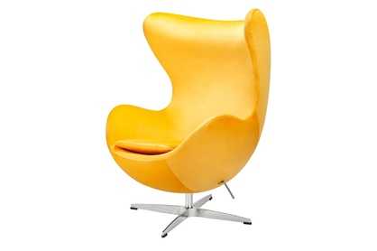 Fotel EGG CLASSIC VELVET żółty - welur, podstawa aluminiowa - Wyprzedaż