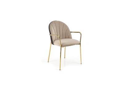 Krzesło tapicerowane z podłokietnikami K500 - beżowy / czarny