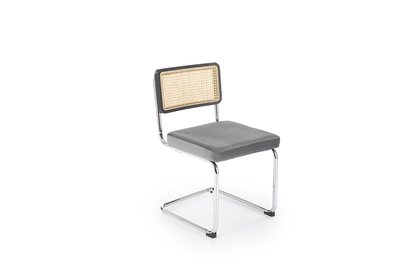 Krzesło metalowe z tapicerowanym siedziskiem K504 - popielaty / czarny