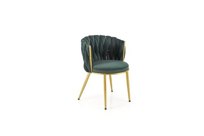 Krzesło tapicerowane K517 - ciemny zielony / złoty