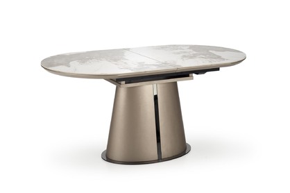 Stół rozkładany 160-200x90 Robinson - beżowy marmur / cappuccino / czarny