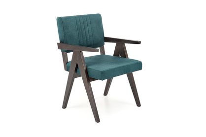 Krzesło tapicerowane z podłokietnikami Memory - heban / ciemny zielony