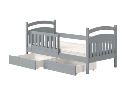 Łóżko dziecięce drewniane Amely - szary, 70x140