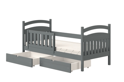  Łóżko dziecięce drewniane Amely - grafit, 70x140