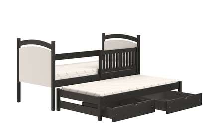 Łóżko parterowe wysuwane z tablicą suchościeralną Amely - czarny, 80x180