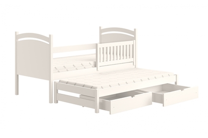 Łóżko parterowe wysuwane z tablicą suchościeralną Amely - biały, 90x180 